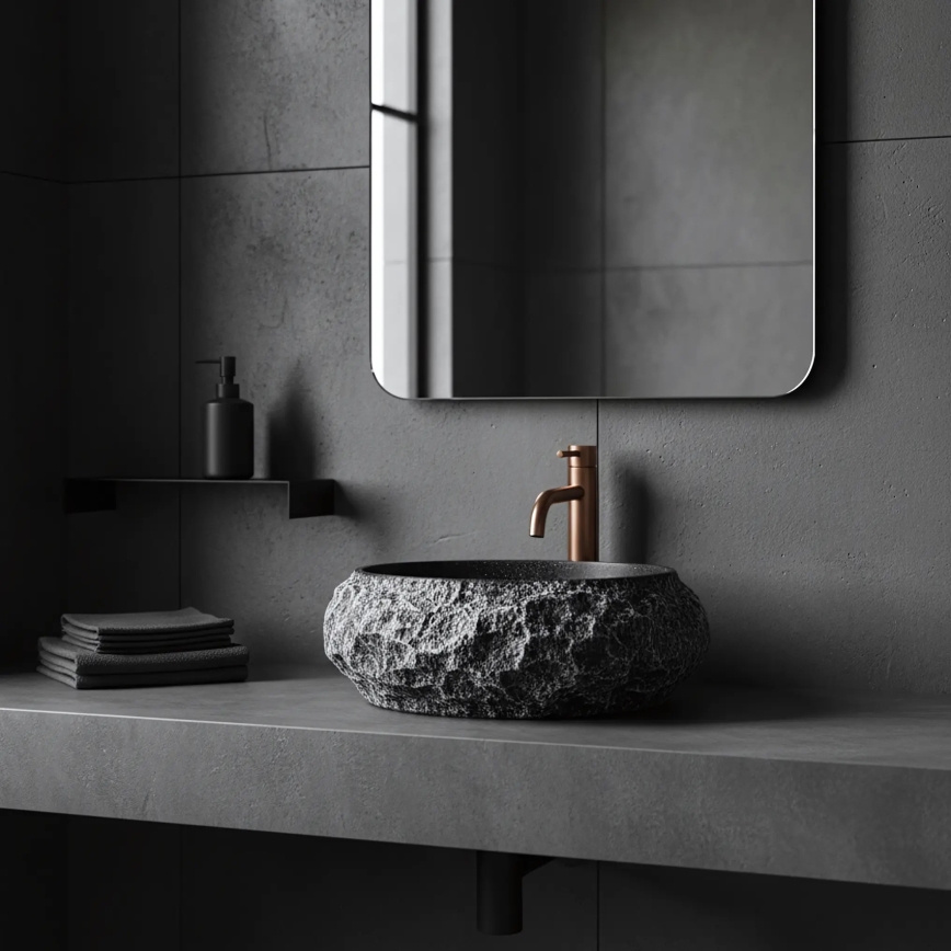 REA-U0634 - Vask til bordplade MIKA GABRO 38x50 cm sort/imitationssten