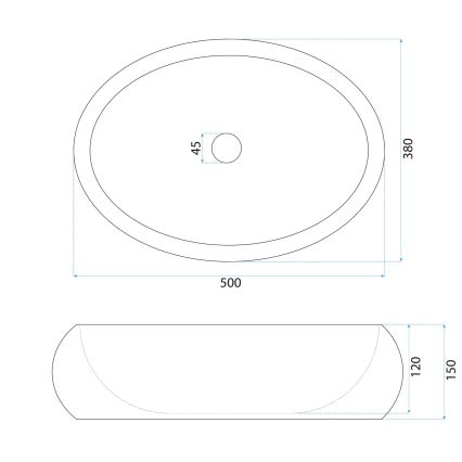 REA-U0634 - Vask til bordplade MIKA GABRO 38x50 cm sort/imitationssten