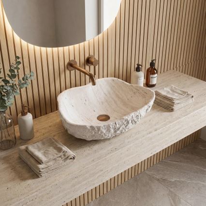 REA-U0642 - Påbygget vask ISLA 37x49 cm hvid/beige/stenlook
