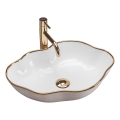 REA-U0696 - Vask til bordplade PEARL 38x50,5 cm keramik/blank hvid/guld