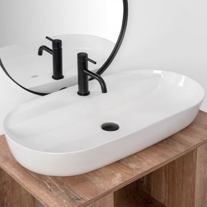 REA-U2541 - Håndvask til bordplade AURA 41x81 cm keramik/blank hvid
