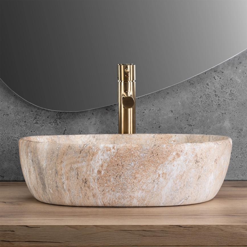 REA-U3000 - Bordmonteret håndvask AMELIA 34,5x48 cm keramik/beige/stenimitation