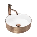 REA-U3303 - Håndvask til bordplade SAMI Ø 37 cm keramik/hvid/guld