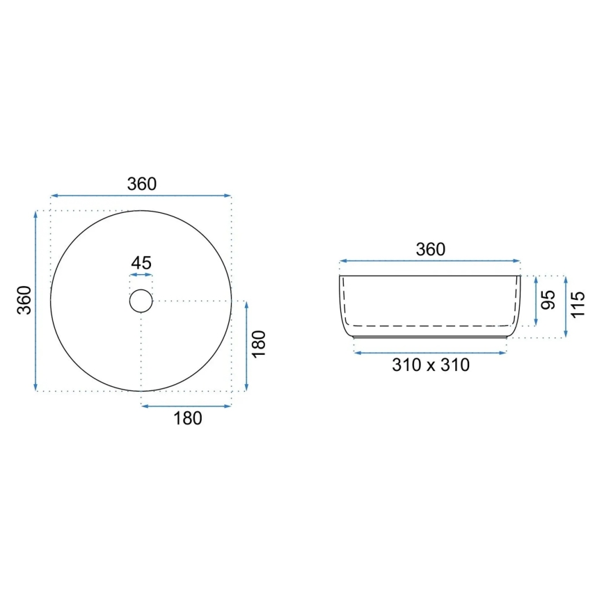 REA-U3303 - Håndvask til bordplade SAMI Ø 37 cm keramik/hvid/guld