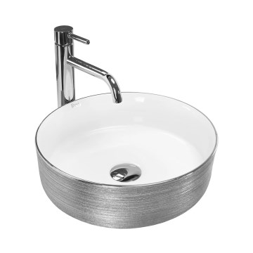 REA-U3304 - Bordmonteret håndvask SAMI Ø 36 cm keramik/hvid/sølv