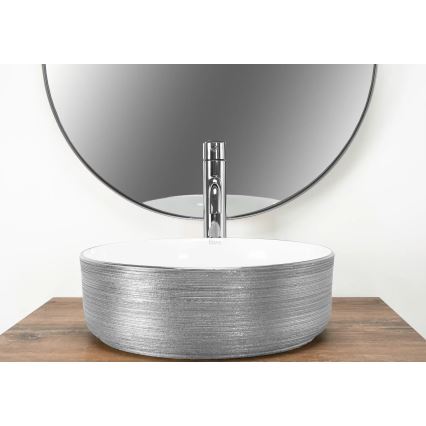 REA-U3304 - Bordmonteret håndvask SAMI Ø 36 cm keramik/hvid/sølv
