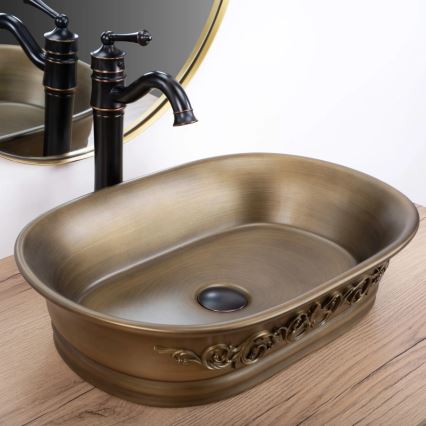 REA-U3305 - Bordmonteret vask WILMA RUSTIC 38x55 cm, keramik/kobber