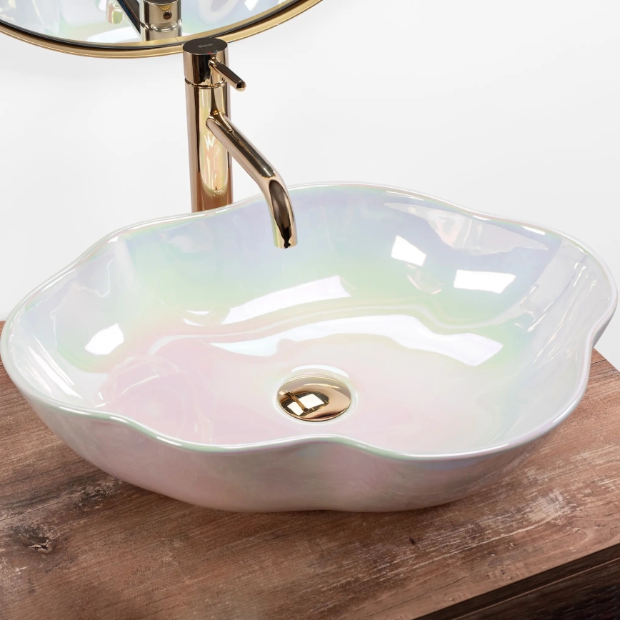 REA-U3309 - Håndvask til bordplade PEARL 38 x 50,5 cm keramik/flerfarvet