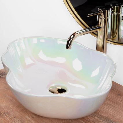 REA-U3309 - Håndvask til bordplade PEARL 38 x 50,5 cm keramik/flerfarvet