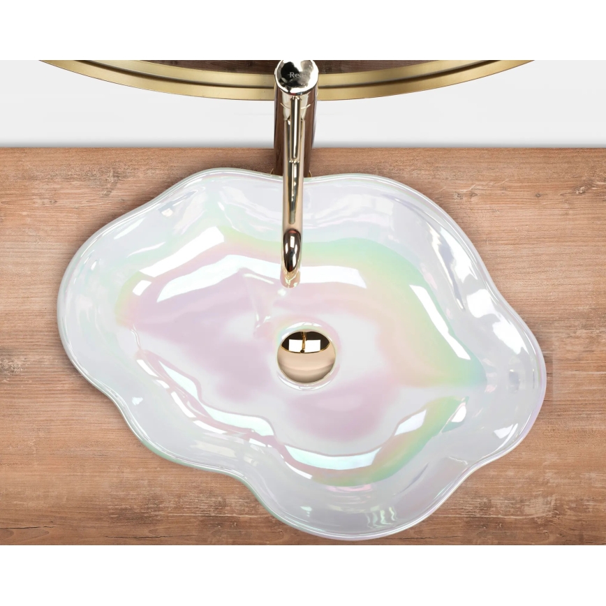 REA-U3309 - Håndvask til bordplade PEARL 38 x 50,5 cm keramik/flerfarvet