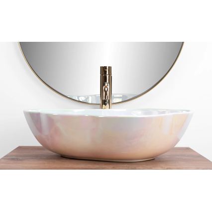 REA-U3309 - Håndvask til bordplade PEARL 38 x 50,5 cm keramik/flerfarvet