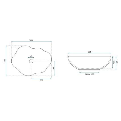 REA-U3309 - Håndvask til bordplade PEARL 38 x 50,5 cm keramik/flerfarvet