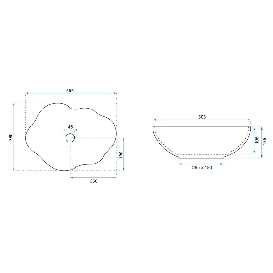 REA-U3309 - Håndvask til bordplade PEARL 38 x 50,5 cm keramik/flerfarvet