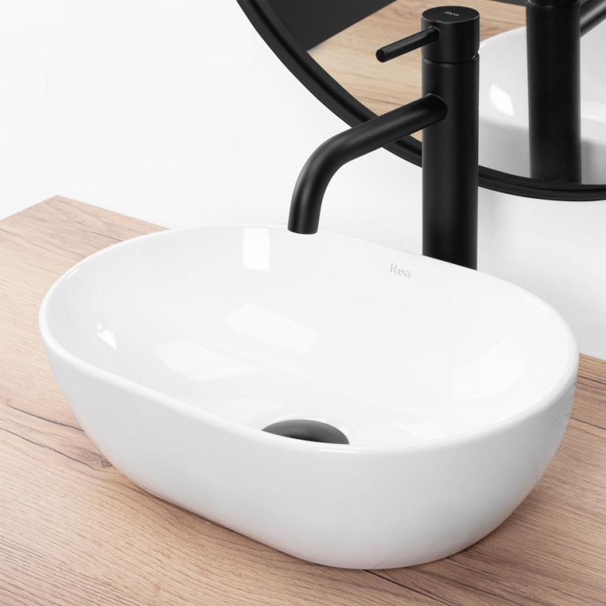 REA-U3322 - Håndvask til bordplade AMELIA MINI 26x38 cm keramik/højglans hvid