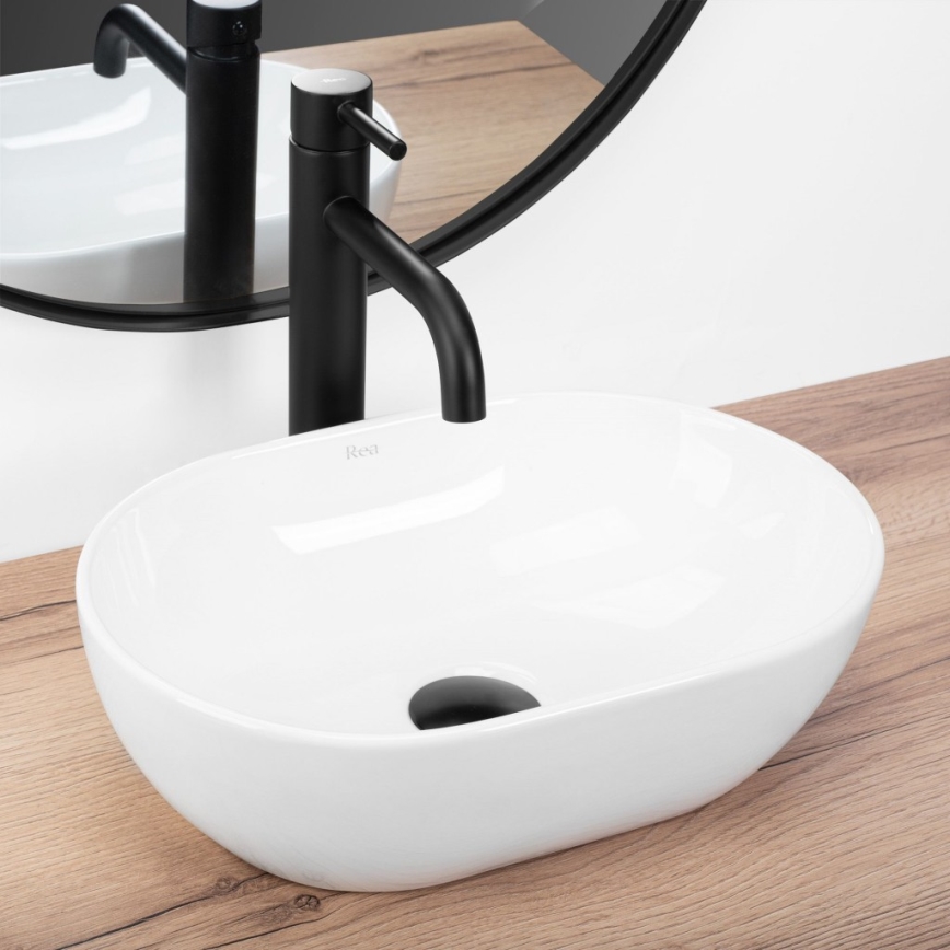 REA-U3322 - Håndvask til bordplade AMELIA MINI 26x38 cm keramik/højglans hvid