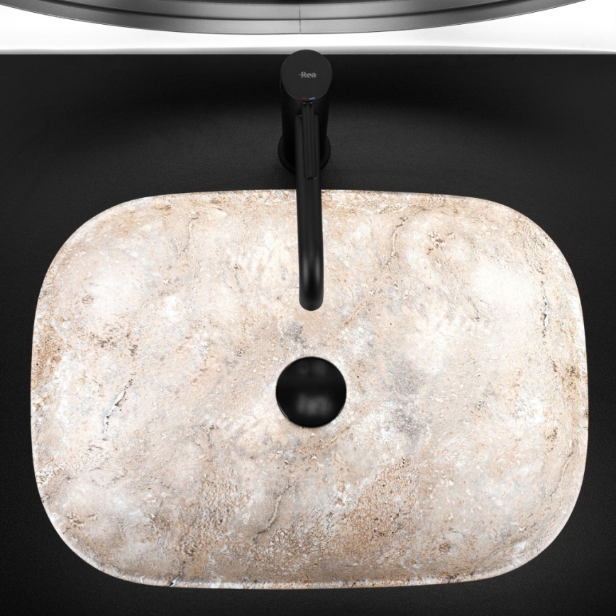 REA-U3323 - Håndvask til bordplade BELINDA 33,5x46,5 cm i keramik med steneffekt