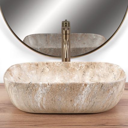REA-U3323 - Håndvask til bordplade BELINDA 33,5x46,5 cm i keramik med steneffekt