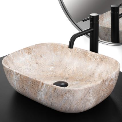 REA-U3323 - Håndvask til bordplade BELINDA 33,5x46,5 cm i keramik med steneffekt