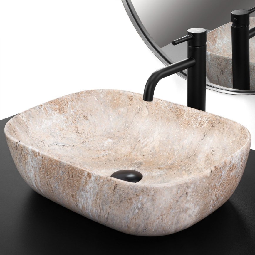 REA-U3323 - Håndvask til bordplade BELINDA 33,5x46,5 cm i keramik med steneffekt
