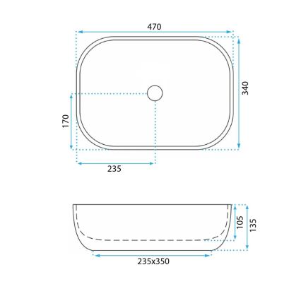 REA-U3323 - Håndvask til bordplade BELINDA 33,5x46,5 cm i keramik med steneffekt