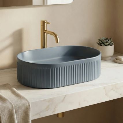REA-U3535 - Håndvask til bordplade VANDA 31x49 cm keramik/mørkeblå