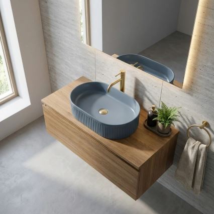 REA-U3535 - Håndvask til bordplade VANDA 31x49 cm keramik/mørkeblå