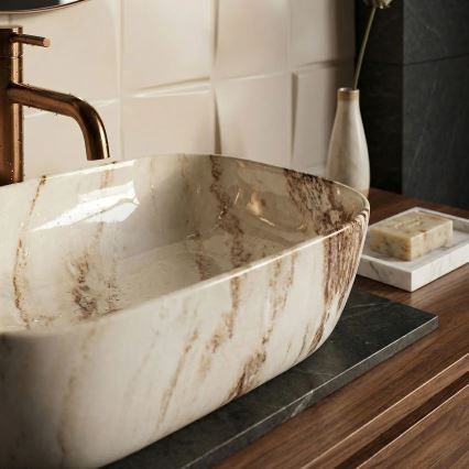 REA-U3601 - Vask til bordplade BELINDA 33x46,5 cm keramik/beige/stenlook