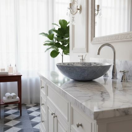 REA-U3608 - Håndvask til bordplade JULIANA 40 cm keramisk/hvid/blå