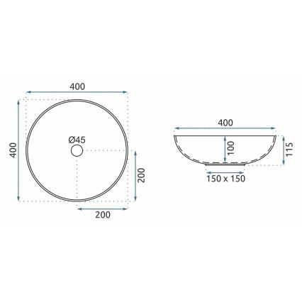 REA-U3608 - Håndvask til bordplade JULIANA 40 cm keramisk/hvid/blå