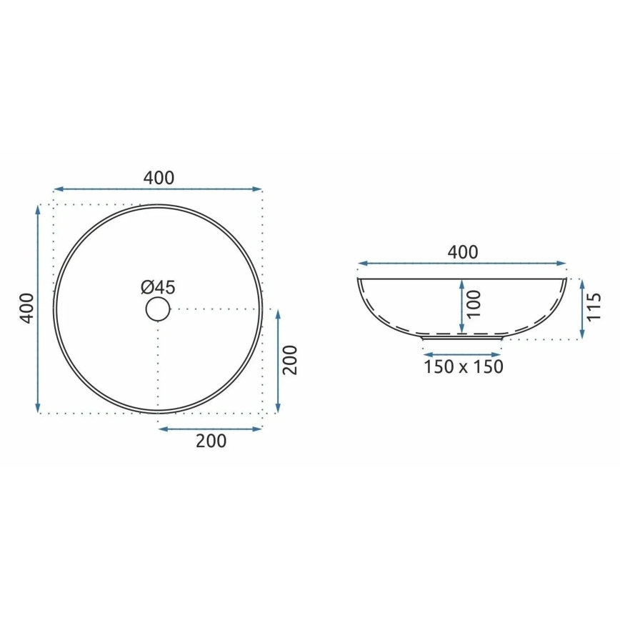 REA-U3608 - Håndvask til bordplade JULIANA 40 cm keramisk/hvid/blå