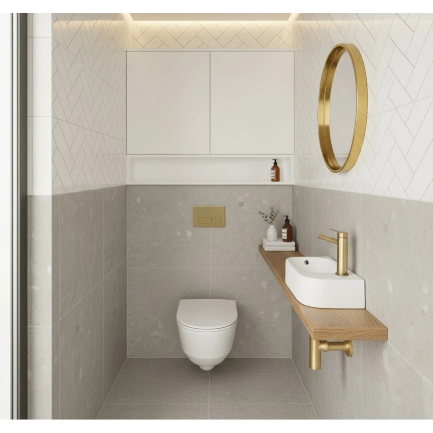 REA-U3610 - ODETTA vask til bordplade/væghængt 25x51 cm keramik/højglans hvid