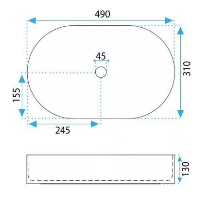 REA-U3611 - Håndvask til bordplade VANDA 31x49 cm keramik/mørkegrøn