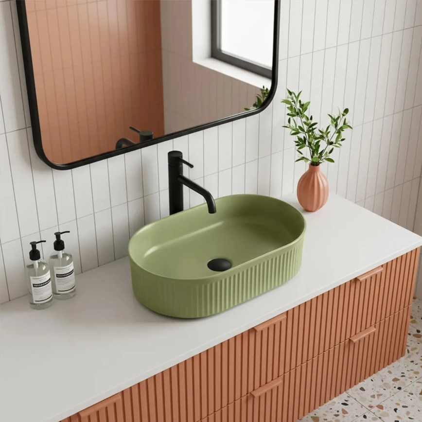 REA-U3612 - Håndvask til bordplade VANDA 31x49 cm keramik/grøn