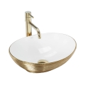 REA-U3697 - Håndvask til bordplade SOFIA 34,5x41 cm keramik/hvid/børstet guld