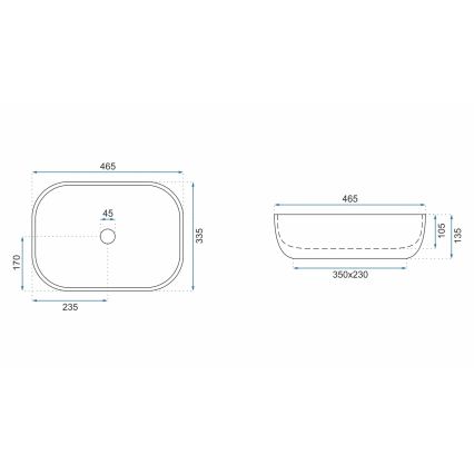 REA-U3801 - Vask til bordplade LIVIA 33,5x46,5 cm keramik/grå/stenlook