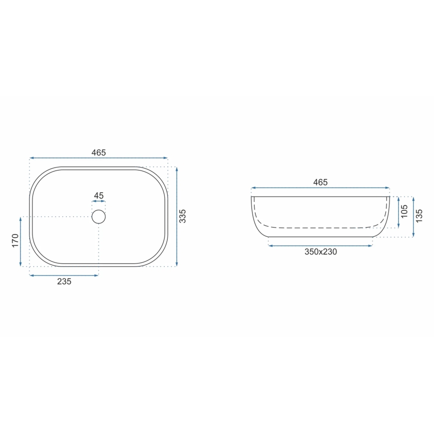 REA-U3801 - Vask til bordplade LIVIA 33,5x46,5 cm keramik/grå/stenlook