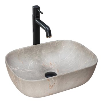 REA-U3802 - Pålægsvask LIVIA 33,5x46,5 cm keramik/grå/marmordekor