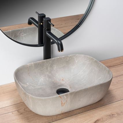 REA-U3802 - Pålægsvask LIVIA 33,5x46,5 cm keramik/grå/marmordekor