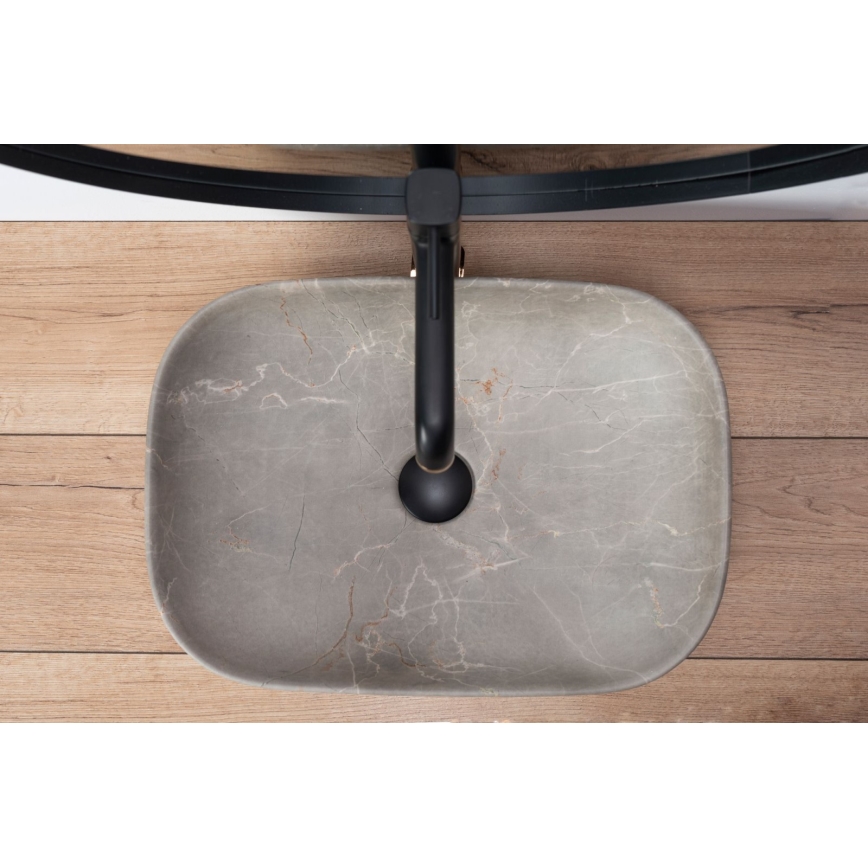 REA-U3802 - Pålægsvask LIVIA 33,5x46,5 cm keramik/grå/marmordekor
