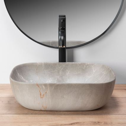 REA-U3802 - Pålægsvask LIVIA 33,5x46,5 cm keramik/grå/marmordekor