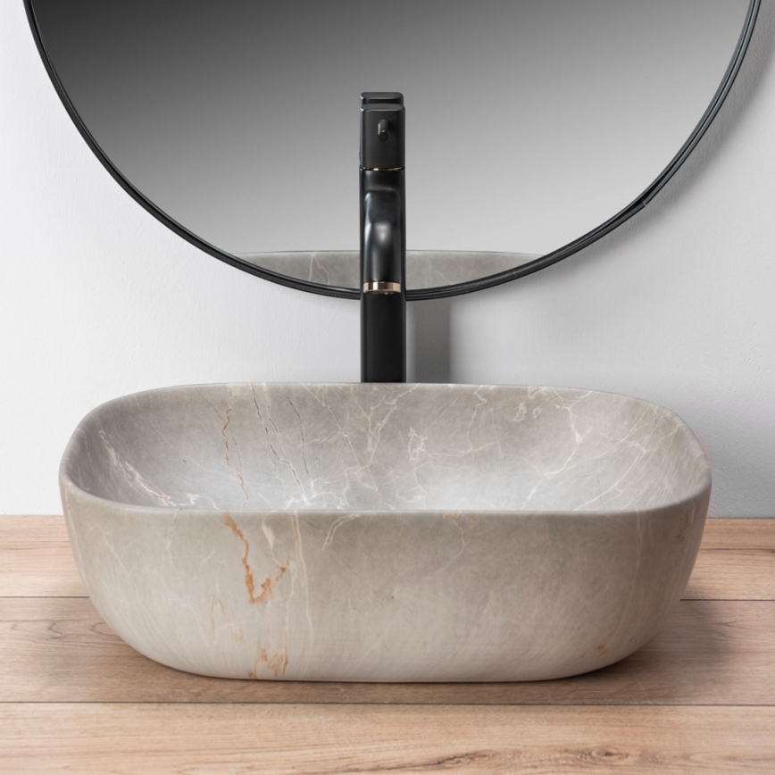 REA-U3802 - Pålægsvask LIVIA 33,5x46,5 cm keramik/grå/marmordekor