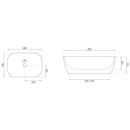 REA-U4000 - Vask til bordplade BELINDA 33x46,5 cm keramik/imitat af sten