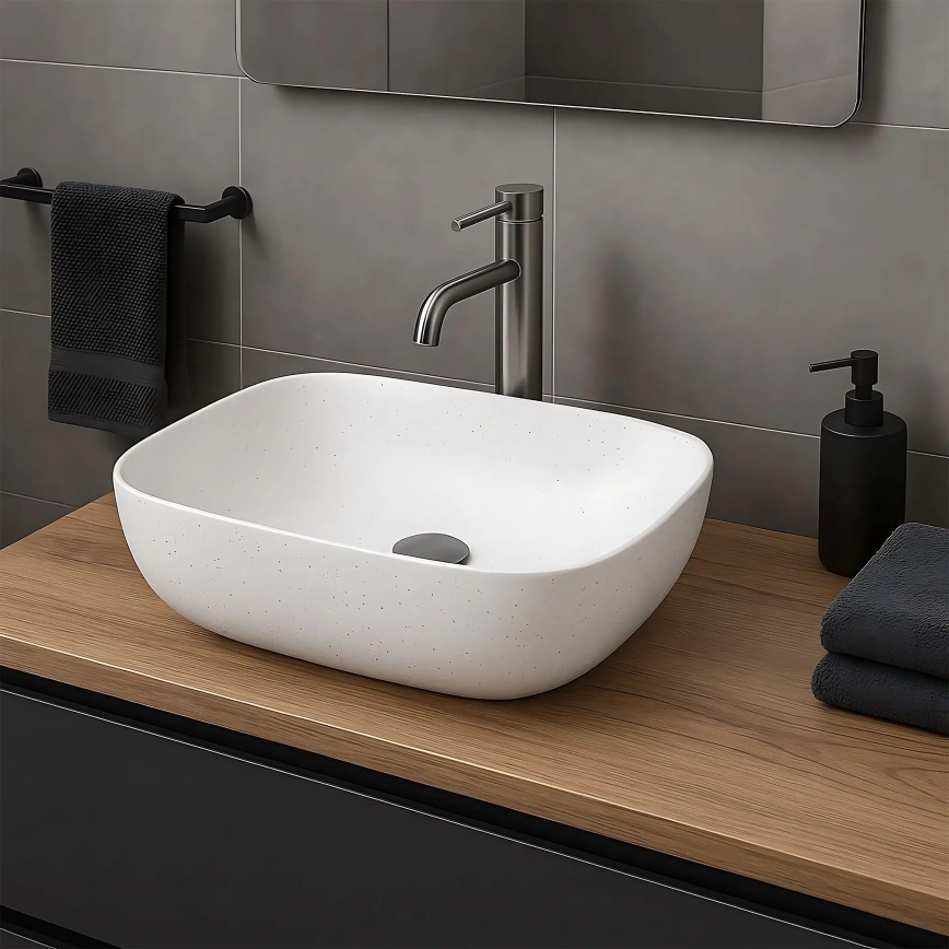 REA-U4001 - Håndvask til bordplade BELINDA 33,5x46,5 cm keramik/mat hvid