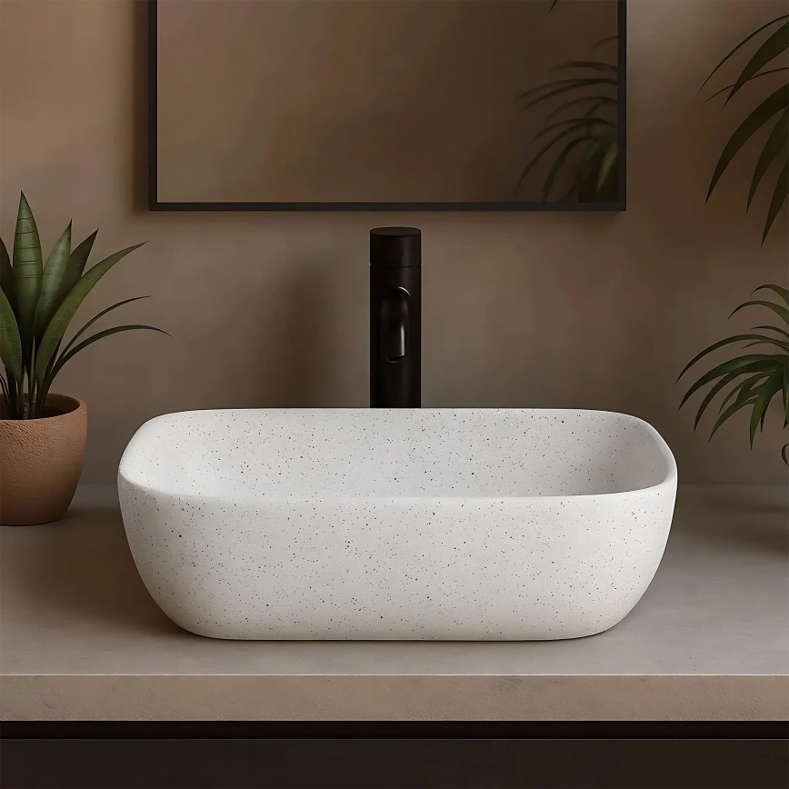 REA-U4001 - Håndvask til bordplade BELINDA 33,5x46,5 cm keramik/mat hvid