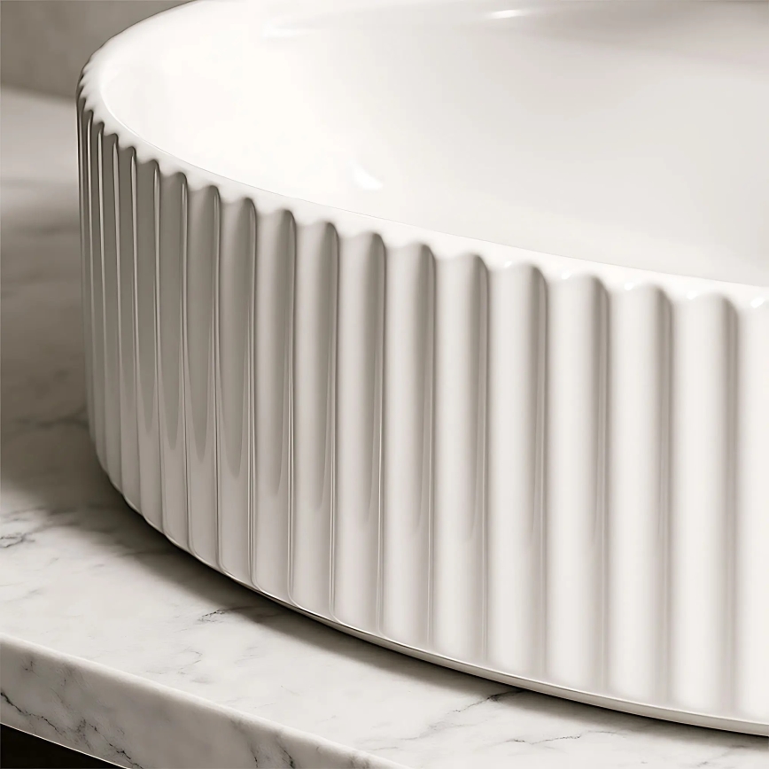 REA-U4003 - Servant til bordplade MARCELA 35,5x50 cm keramik/højglans hvid