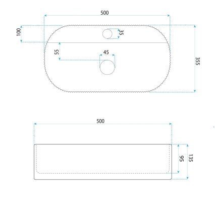 REA-U4003 - Servant til bordplade MARCELA 35,5x50 cm keramik/højglans hvid