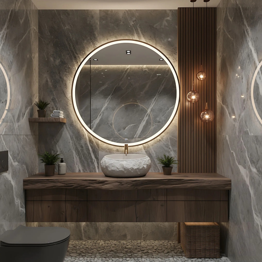 REA-U4332 - Håndvask til bordplade MIKA 38x50 cm beige/grå/stenlook