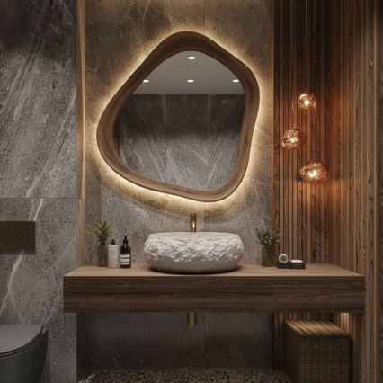 REA-U4332 - Håndvask til bordplade MIKA 38x50 cm beige/grå/stenlook