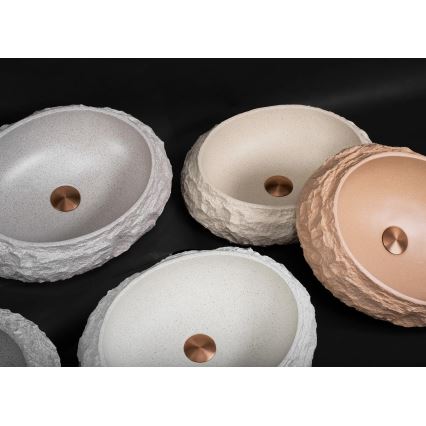 REA-U4332 - Håndvask til bordplade MIKA 38x50 cm beige/grå/stenlook