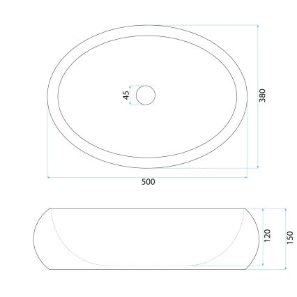 REA-U4332 - Håndvask til bordplade MIKA 38x50 cm beige/grå/stenlook